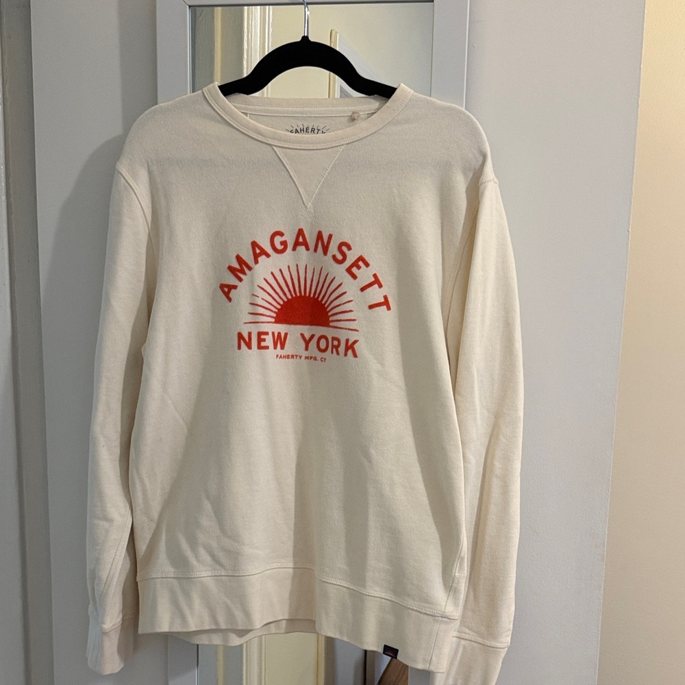 Faherty Off-White Sweatshirt with Red Graphic